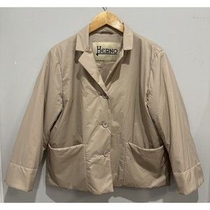 Herno Down Filled Nude Cropped Blazer Jacket Sz 48 (12)